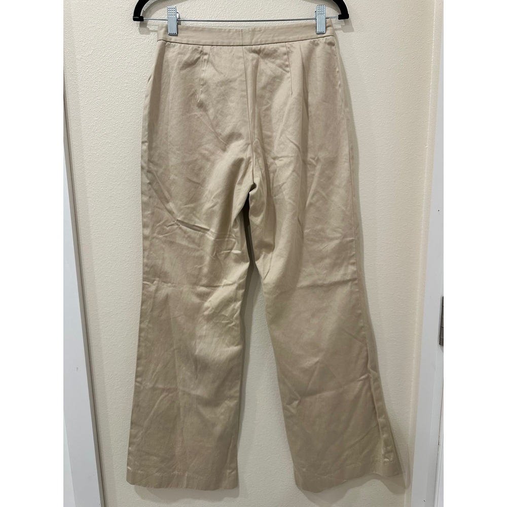 Banana Republic Womens Beige Cotton Pintuck Wide Leg Trousers Size 4 - Picture 6 of 8